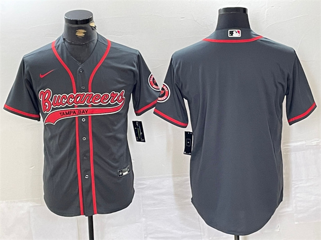 Men's Tampa Bay Buccaneers Blank Grey Cool Base Stitched Baseball Jersey Men's Tampa Bay Buccaneers Blank Grey Cool Base Stitched Baseball Jersey