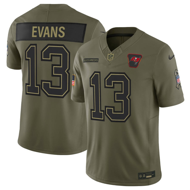 Men's Tampa Bay Buccaneers #13 Mike Evans Olive 2025 F.U.S.E. Salute to Service Limited Stitched Football Jersey Men's Tampa Bay Buccaneers #13 Mike Evans Olive 2025 F.U.S.E. Salute to Service Limited Stitched Football Jersey