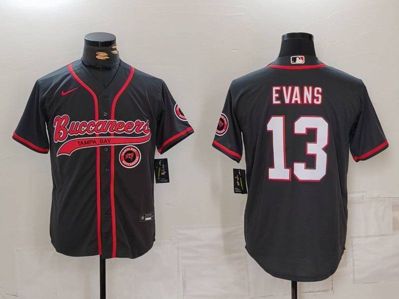 Men's Tampa Bay Buccaneers #13 Mike Evans Grey Cool Base Stitched Baseball Jersey 1 Men's Tampa Bay Buccaneers #13 Mike Evans Grey Cool Base Stitched Baseball Jersey 1