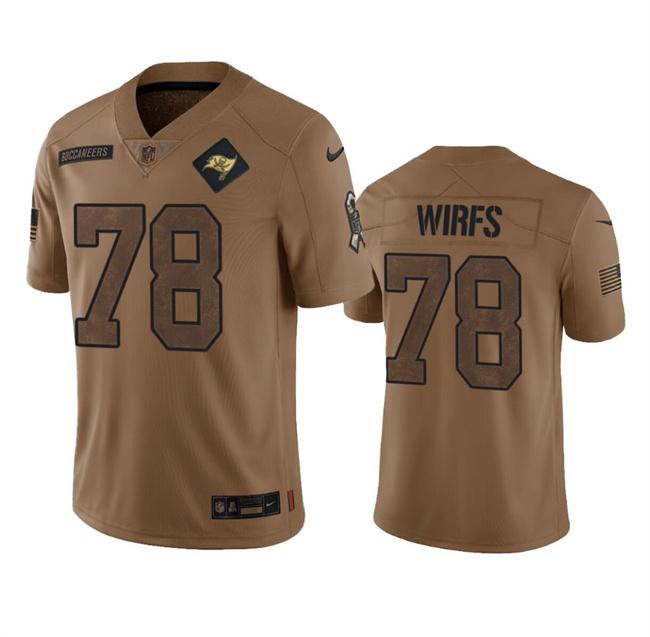 Men's Tampa Bay Buccaneers #78 Tristan Wirfs 2023 Brown Salute To Service Limited Stitched Jersey Men's Tampa Bay Buccaneers #78 Tristan Wirfs 2023 Brown Salute To Service Limited Stitched Jersey