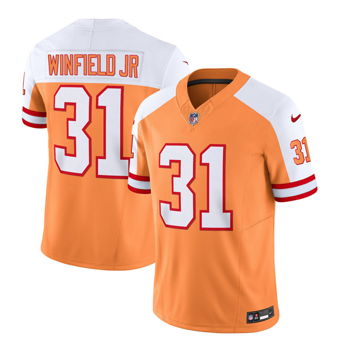 Men's Tampa Bay Buccaneers #31 Antoine Winfield Jr. 2023 F.U.S.E. White Gold Throwback Limited Stitched Jersey Men's Tampa Bay Buccaneers #31 Antoine Winfield Jr. 2023 F.U.S.E. White Gold Throwback Limited Stitched Jersey