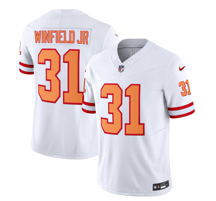 Men's Tampa Bay Buccaneers #31 Antoine Winfield Jr. 2023 F.U.S.E. White Throwback Limited Stitched Jersey Men's Tampa Bay Buccaneers #31 Antoine Winfield Jr. 2023 F.U.S.E. White Throwback Limited Stitched Jersey