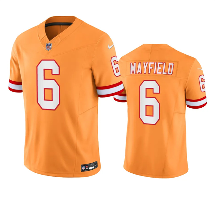 Men's Tampa Bay Buccaneers #6 Baker Mayfield Orange Throwback Limited Stitched Jersey Men's Tampa Bay Buccaneers #6 Baker Mayfield Orange Throwback Limited Stitched Jersey