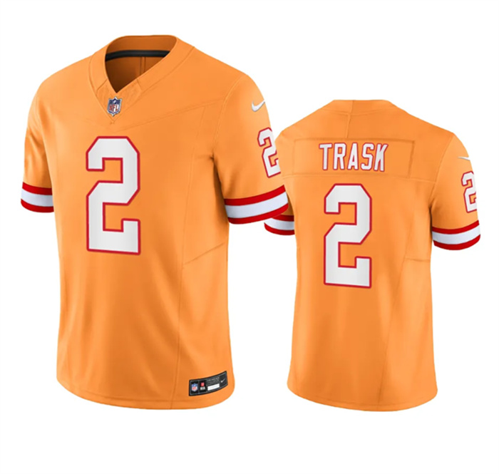 Men's Tampa Bay Buccaneers #2 Kyle Trask Orange Throwback Limited Stitched Jersey Men's Tampa Bay Buccaneers #2 Kyle Trask Orange Throwback Limited Stitched Jersey