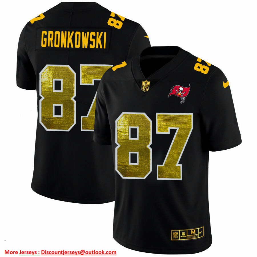 Tampa Bay Buccaneers #87 Rob Gronkowski Men's Black Nike Golden Sequin Vapor Limited NFL Jersey Tampa Bay Buccaneers #87 Rob Gronkowski Men's Black Nike Golden Sequin Vapor Limited NFL Jersey