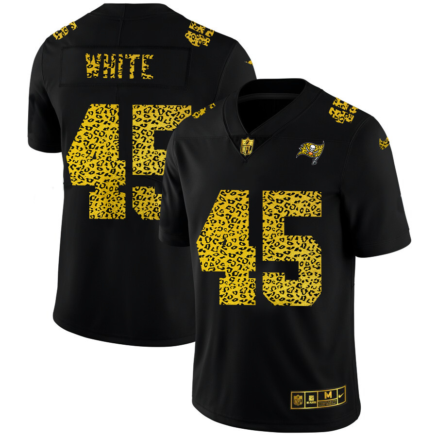Tampa Bay Buccaneers #45 Devin White Men's Nike Leopard Print Fashion Vapor Limited NFL Jersey Black Tampa Bay Buccaneers #45 Devin White Men's Nike Leopard Print Fashion Vapor Limited NFL Jersey Black