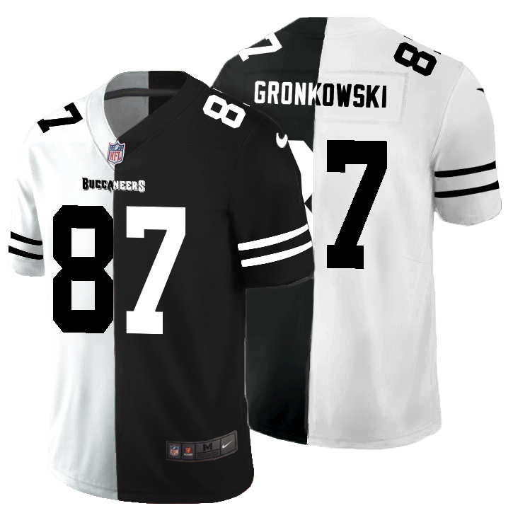 Tampa Bay Buccaneers #87 Rob Gronkowski Men's Black V White Peace Split Nike Vapor Untouchable Limited NFL Jersey Tampa Bay Buccaneers #87 Rob Gronkowski Men's Black V White Peace Split Nike Vapor Untouchable Limited NFL Jersey