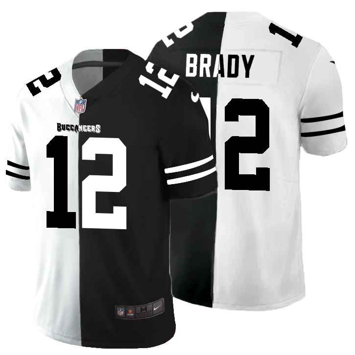 Tampa Bay Buccaneers #12 Tom Brady Men's Black V White Peace Split Nike Vapor Untouchable Limited NFL Jersey Tampa Bay Buccaneers #12 Tom Brady Men's Black V White Peace Split Nike Vapor Untouchable Limited NFL Jersey