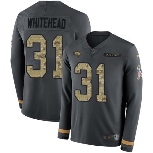 Nike Buccaneers #31 Jordan Whitehead Anthracite Salute to Service Men's Stitched NFL Limited Therma Long Sleeve Jersey Nike Buccaneers #31 Jordan Whitehead Anthracite Salute to Service Men's Stitched NFL Limited Therma Long Sleeve Jersey