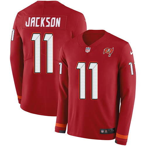 Nike Buccaneers #11 DeSean Jackson Red Team Color Men's Stitched NFL Limited Therma Long Sleeve Jersey Nike Buccaneers #11 DeSean Jackson Red Team Color Men's Stitched NFL Limited Therma Long Sleeve Jersey