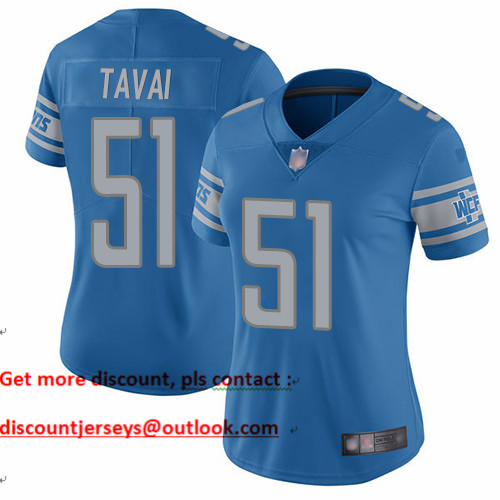 Lions #51 Jahlani Tavai Light Blue Team Color Women's Stitched Football Vapor Untouchable Limited Jersey