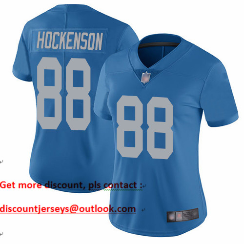 Lions #88 T.J. Hockenson Blue Throwback Women's Stitched Football Vapor Untouchable Limited Jersey