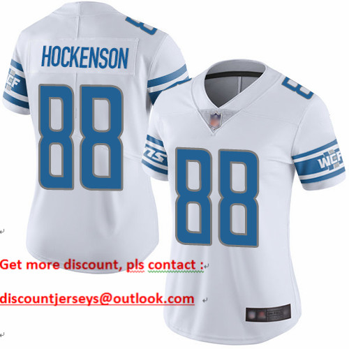 Lions #88 T.J. Hockenson White Women's Stitched Football Vapor Untouchable Limited Jersey