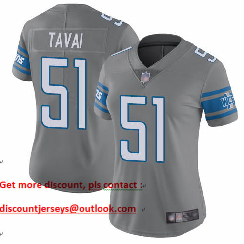 Lions #51 Jahlani Tavai Gray Women's Stitched Football Limited Rush Jersey