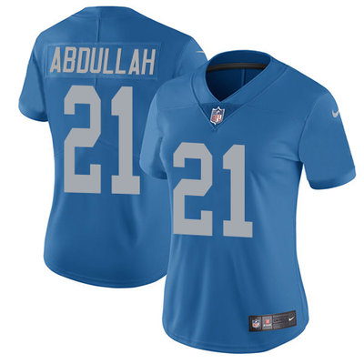Nike Lions #21 Ameer Abdullah Blue Throwback Women's Stitched NFL Vapor Untouchable Limited Jersey