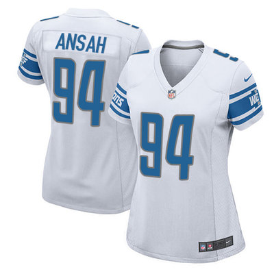 Nike Lions #94 Ziggy Ansah White Women's Stitched NFL Elite Jersey Nike Lions #94 Ziggy Ansah White Women's Stitched NFL Elite Jersey
