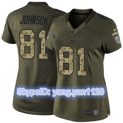 Nike Lions #81 Calvin Johnson Green Women's Stitched NFL Limited Salute to Service Jersey