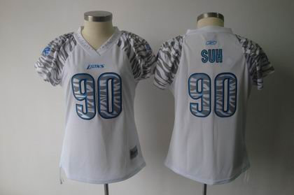 women Zebra Field Flirt Detroit Lions 90 Ndamukong Suh Color white Jersey