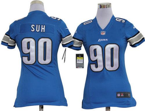 Women Nike Detroit Lions 90 Ndamukong Suh Game Blue Jersey