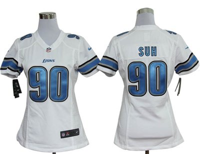Women Nike Detroit Lions 90 Ndamukong Suh White Jerseys