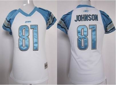 Women Detroit Lions 81 Calvin Johnson white Jerseys