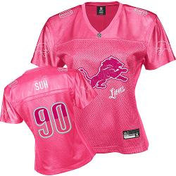 Detroit Lions #90 Suh Pink Fem Fan Women Jerseys