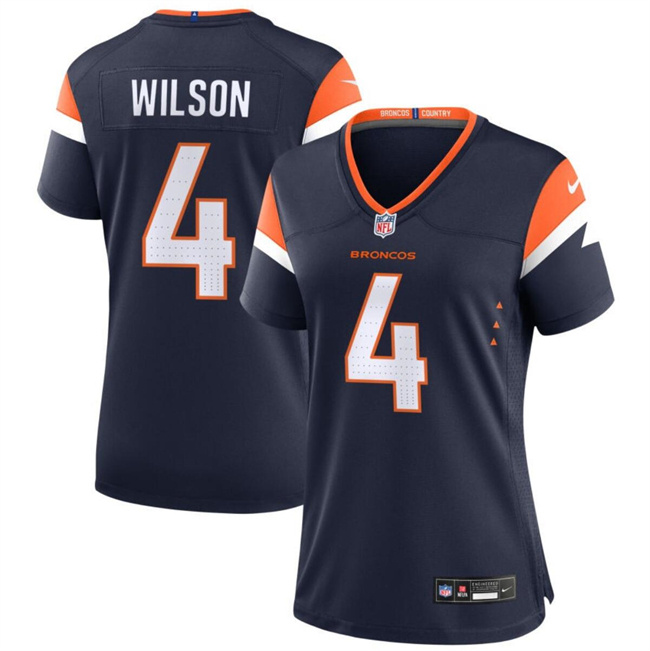 Women's Denver Broncos #4 Zach Wilson Navy 2024 Alternate Stitched Jersey(Run Small) Women's Denver Broncos #4 Zach Wilson Navy 2024 Alternate Stitched Jersey(Run Small)