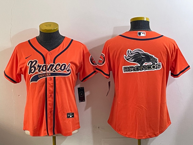 Women's Denver Broncos big logoorange Cool Base Stitched Baseball Jersey Women's Denver Broncos big logoorange Cool Base Stitched Baseball Jersey