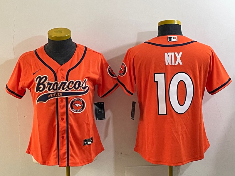 Women's Denver Broncos #10 orange Cool Base Stitched Baseball Jersey 3 Women's Denver Broncos #10 orange Cool Base Stitched Baseball Jersey 3