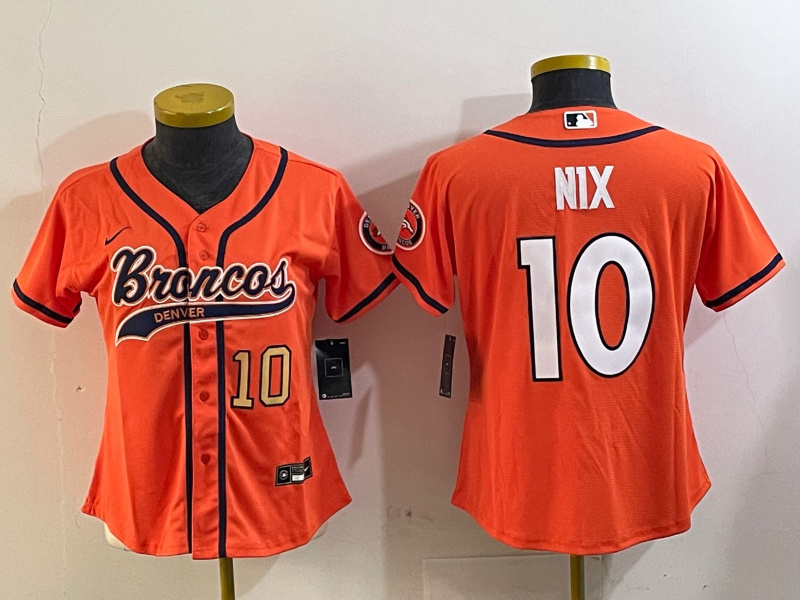 Women's Denver Broncos #10 orange Cool Base Stitched Baseball Jersey 2 Women's Denver Broncos #10 orange Cool Base Stitched Baseball Jersey 2