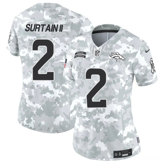 Women's Denver Broncos #2 Patrick Surtain II 2024 F.U.S.E Arctic Camo Salute To Service Limited Stitched Jersey(Run Small) Women's Denver Broncos #2 Patrick Surtain II 2024 F.U.S.E Arctic Camo Salute To Service Limited Stitched Jersey(Run Small)