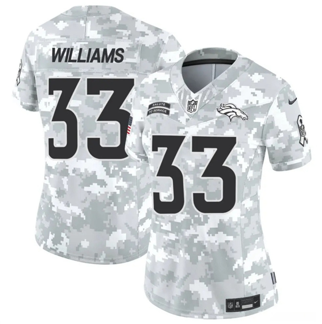 Women's Denver Broncos #33 Javonte Williams 2024 F.U.S.E Arctic Camo Salute To Service Limited Stitched Jersey(Run Small) Women's Denver Broncos #33 Javonte Williams 2024 F.U.S.E Arctic Camo Salute To Service Limited Stitched Jersey(Run Small)