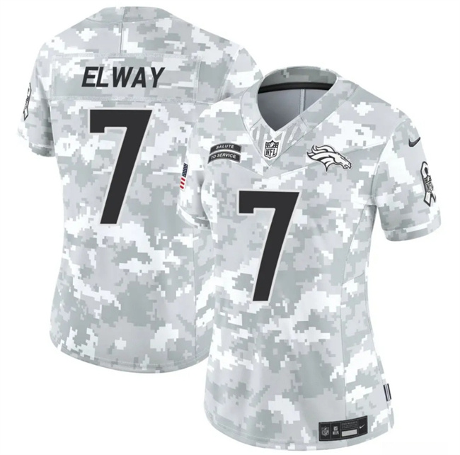 Women's Denver Broncos #7 John Elway 2024 F.U.S.E Arctic Camo Salute To Service Limited Stitched Jersey(Run Small) Women's Denver Broncos #7 John Elway 2024 F.U.S.E Arctic Camo Salute To Service Limited Stitched Jersey(Run Small)