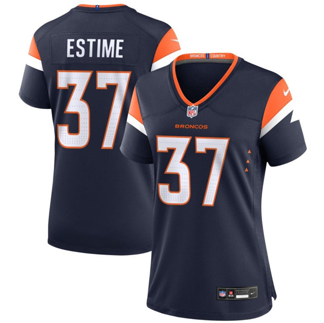 Women's Denver Broncos #37 Audric Estime Navy 2024 Alternate Stitched Jersey(Run Small) Women's Denver Broncos #37 Audric Estime Navy 2024 Alternate Stitched Jersey(Run Small)