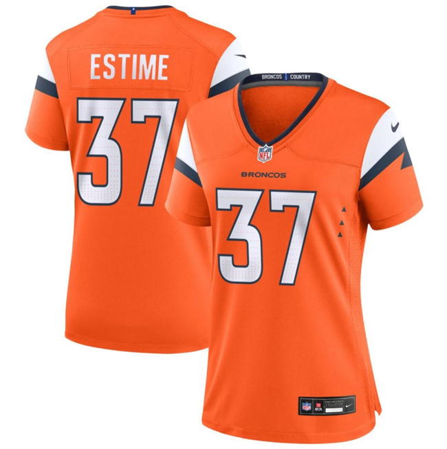Women's Denver Broncos #37 Audric Estime Orange 2024 Stitched Jersey(Run Small) Women's Denver Broncos #37 Audric Estime Orange 2024 Stitched Jersey(Run Small)