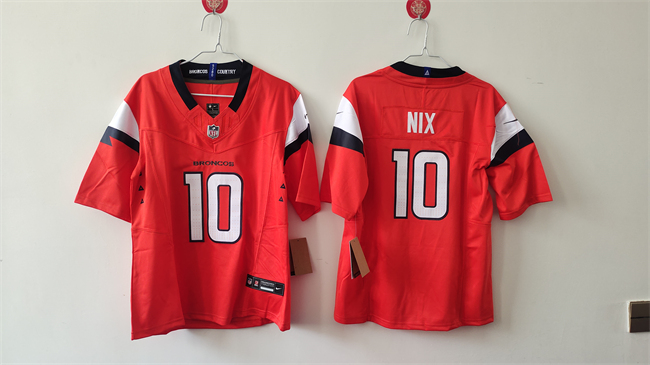 Women's Denver Broncos #10 Bo Nix Orange 2024 F.U.S.E Stitched Jersey(Run Small) Women's Denver Broncos #10 Bo Nix Orange 2024 F.U.S.E Stitched Jersey(Run Small)