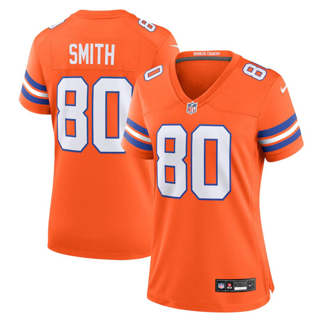 Women's Denver Broncos #80 Rod Smith Orange Mile High Collection 1977 Throwback Stitched Jersey(Run Small) Women's Denver Broncos #80 Rod Smith Orange Mile High Collection 1977 Throwback Stitched Jersey(Run Small)