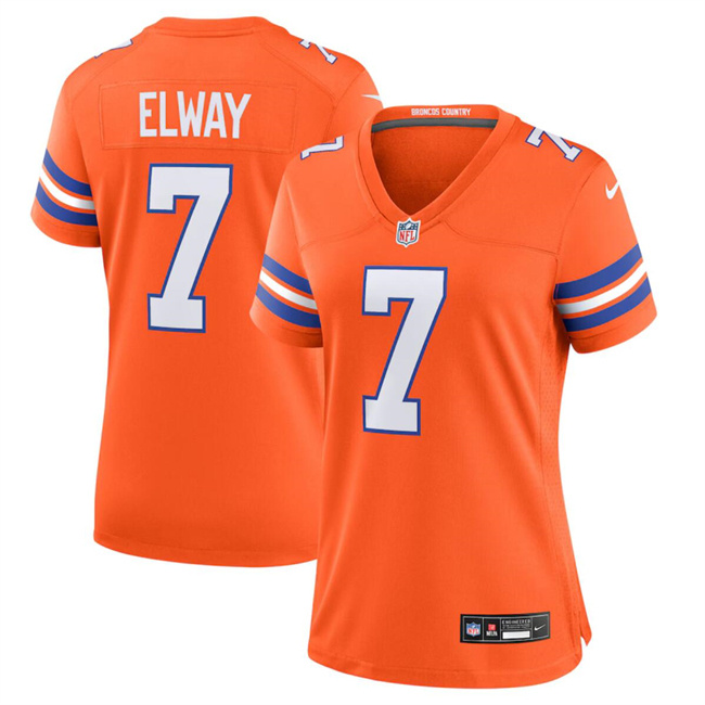 Women's Denver Broncos #7 John Elway Orange Mile High Collection 1977 Throwback Stitched Jersey(Run Small) Women's Denver Broncos #7 John Elway Orange Mile High Collection 1977 Throwback Stitched Jersey(Run Small)