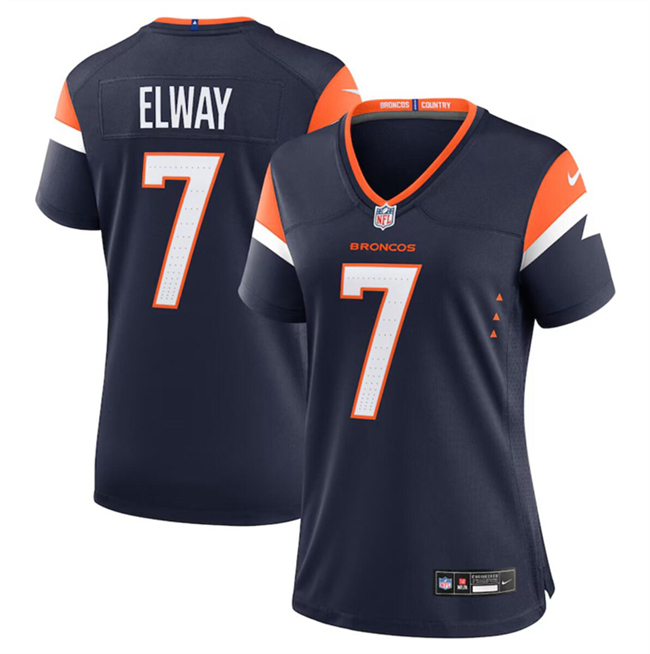 Women's Denver Broncos #7 John Elway Navy 2024 Alternate Stitched Jersey(Run Small) Women's Denver Broncos #7 John Elway Navy 2024 Alternate Stitched Jersey(Run Small)