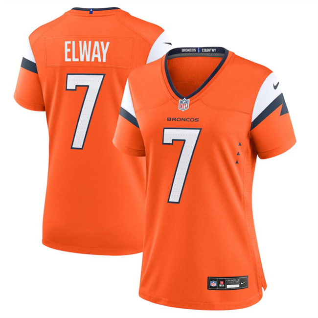 Women's Denver Broncos #7 John Elway Orange 2024 Stitched Jersey(Run Small) Women's Denver Broncos #7 John Elway Orange 2024 Stitched Jersey(Run Small)