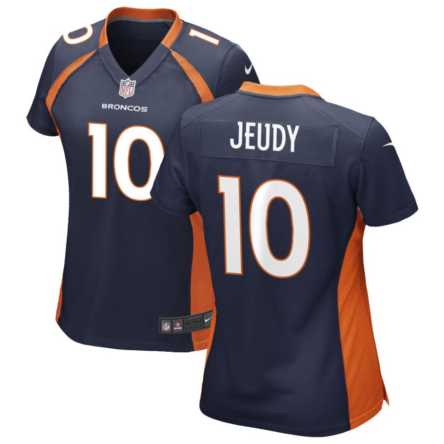 Women's Broncos #10 Jerry Jeudy Navy Blue Alternate Stitched Season Vapor Untouchable Limited Jersey Women's Broncos #10 Jerry Jeudy Navy Blue Alternate Stitched Season Vapor Untouchable Limited Jersey
