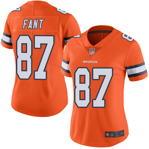 Broncos #87 Noah Fant Orange Women's Stitched Football Limited Rush Jersey Broncos #87 Noah Fant Orange Women's Stitched Football Limited Rush Jersey