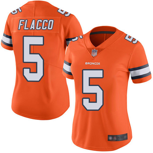 Broncos #5 Joe Flacco Orange Women's Stitched Football Limited Rush Jersey Broncos #5 Joe Flacco Orange Women's Stitched Football Limited Rush Jersey