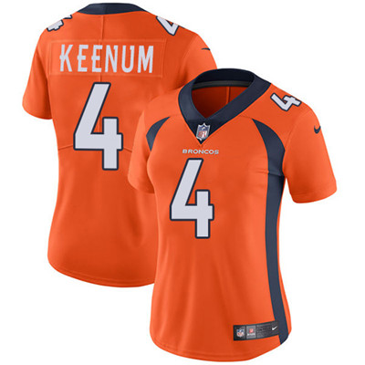 Nike Broncos #4 Case Keenum Orange Team Color Women's Stitched NFL Vapor Untouchable Limited Jersey Nike Broncos #4 Case Keenum Orange Team Color Women's Stitched NFL Vapor Untouchable Limited Jersey