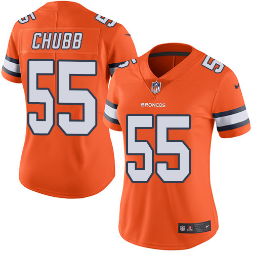 Nike Broncos #55 Bradley Chubb Orange Women's Stitched NFL Limited Rush Jersey Nike Broncos #55 Bradley Chubb Orange Women's Stitched NFL Limited Rush Jersey