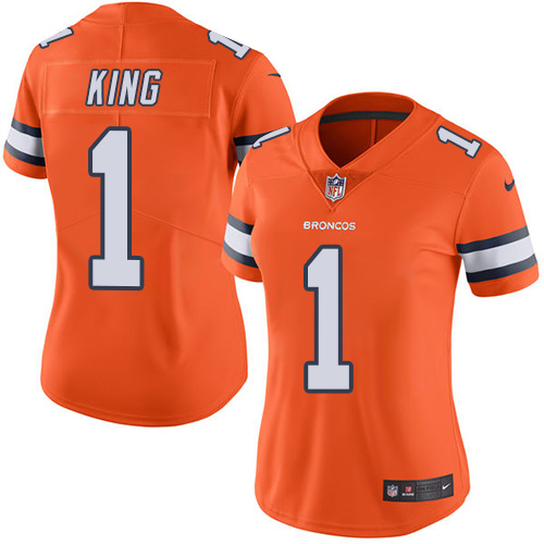 Nike Broncos #1 Marquette King Orange Women's Stitched NFL Limited Rush Jersey Nike Broncos #1 Marquette King Orange Women's Stitched NFL Limited Rush Jersey