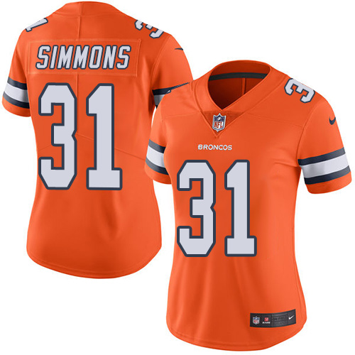 Nike Broncos #31 Justin Simmons Orange Women's Stitched NFL Limited Rush Jersey Nike Broncos #31 Justin Simmons Orange Women's Stitched NFL Limited Rush Jersey