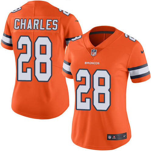 Nike Broncos #28 Jamaal Charles Orange Women's Stitched NFL Limited Rush Jersey Nike Broncos #28 Jamaal Charles Orange Women's Stitched NFL Limited Rush Jersey