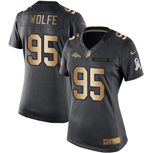 Nike Broncos #95 Derek Wolfe Black Women's Stitched NFL Limited Gold Salute to Service Jersey Nike Broncos #95 Derek Wolfe Black Women's Stitched NFL Limited Gold Salute to Service Jersey