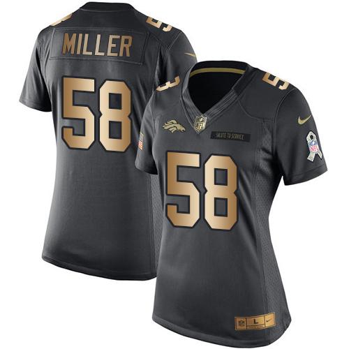 Nike Broncos #58 Von Miller Black Women's Stitched NFL Limited Gold Salute to Service Jersey Nike Broncos #58 Von Miller Black Women's Stitched NFL Limited Gold Salute to Service Jersey